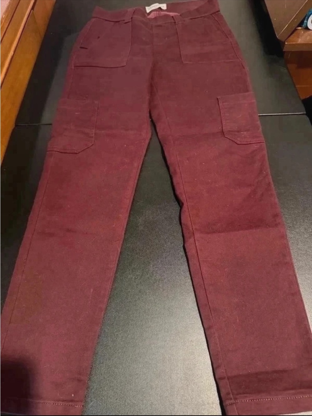 No Boundaries Women's Burgundy Straight Leg Cargo Pants